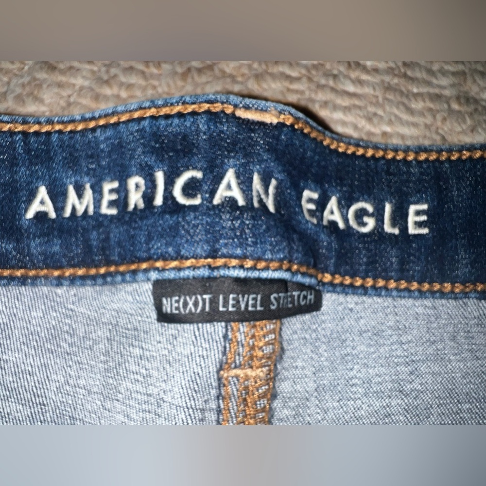 American Eagle Outfitters Dark Indigo Distressed Denim Cutoff Shorts - Picture 2 of 3